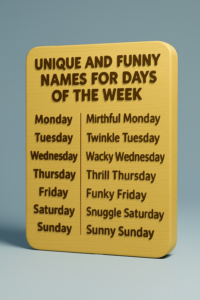 nicknames for days of the week like hump day